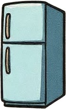 a blue refrigerator with a door open.jpg